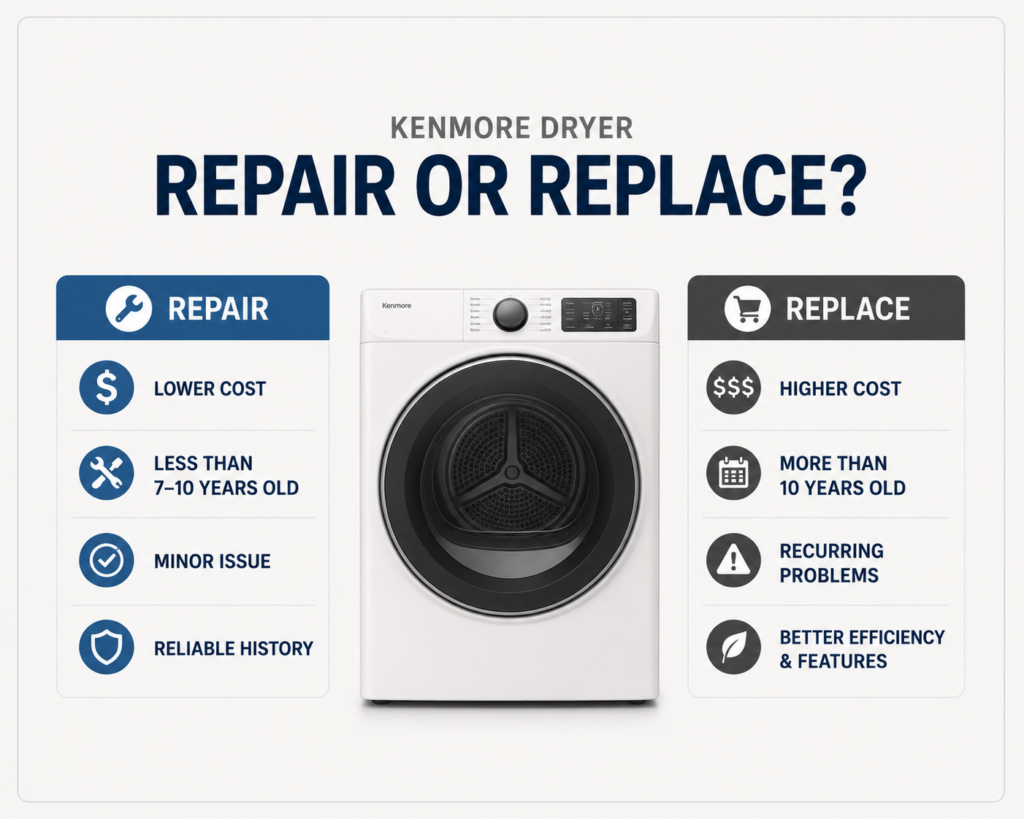 kenmore dryer repair or replace