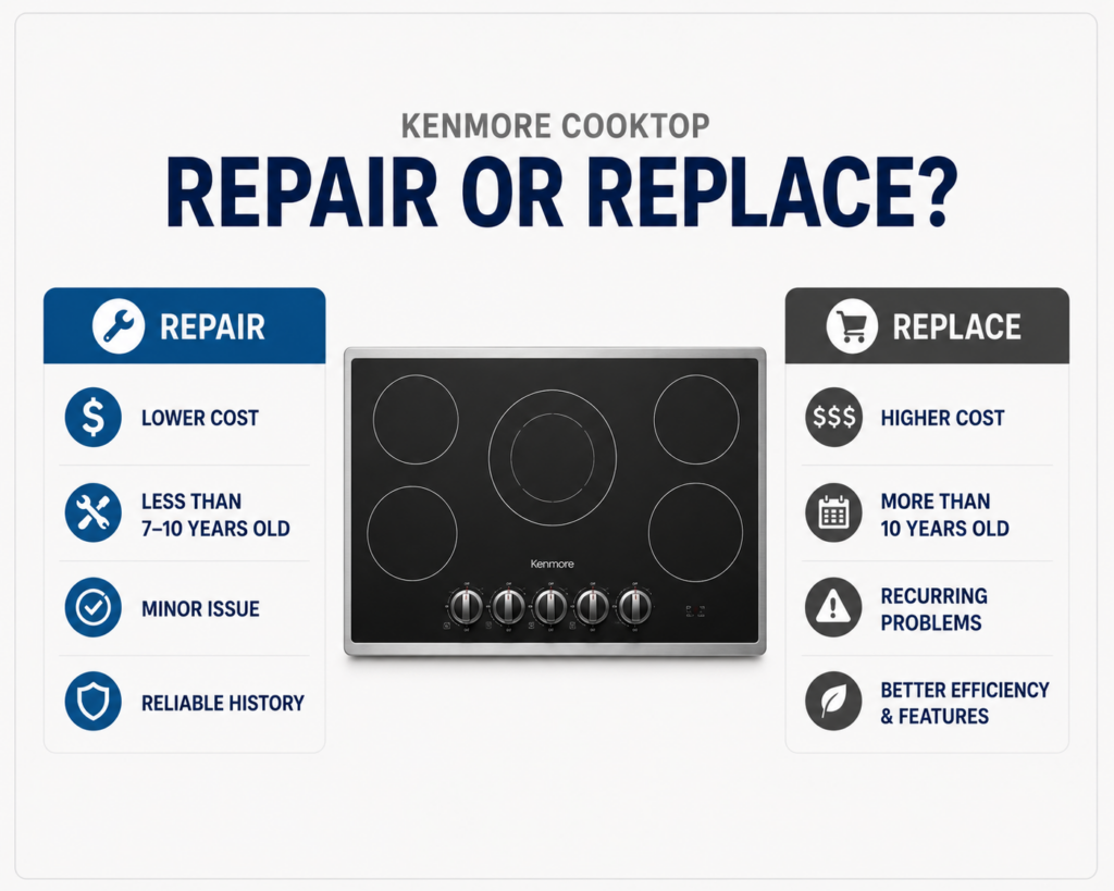 kenmore cooktop repair or replace