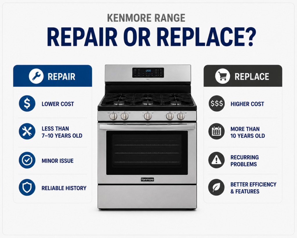 kenmore range repair or replace