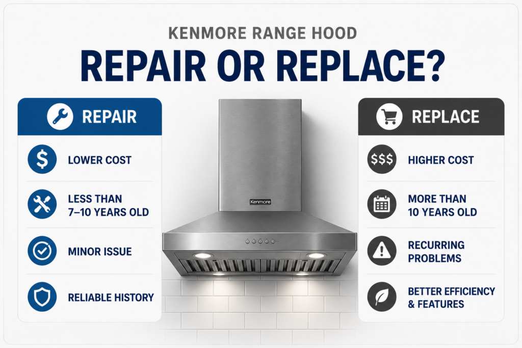 kenmore range hood repair or replace