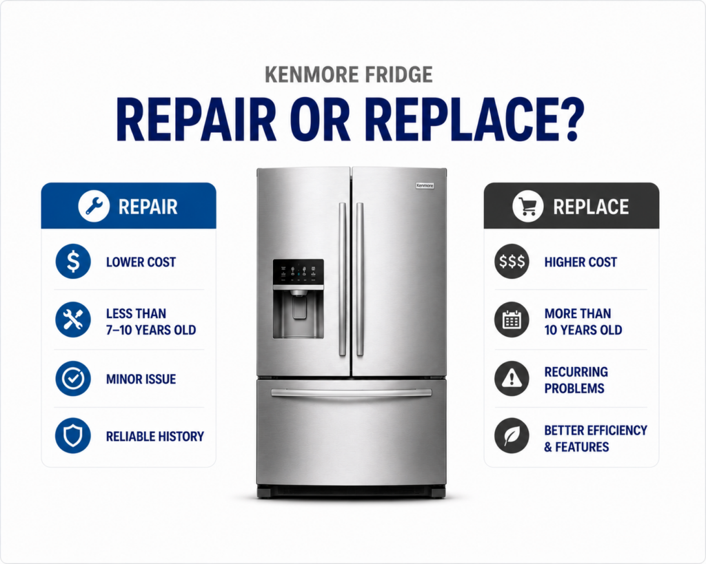 kenmore fridge repair or replace