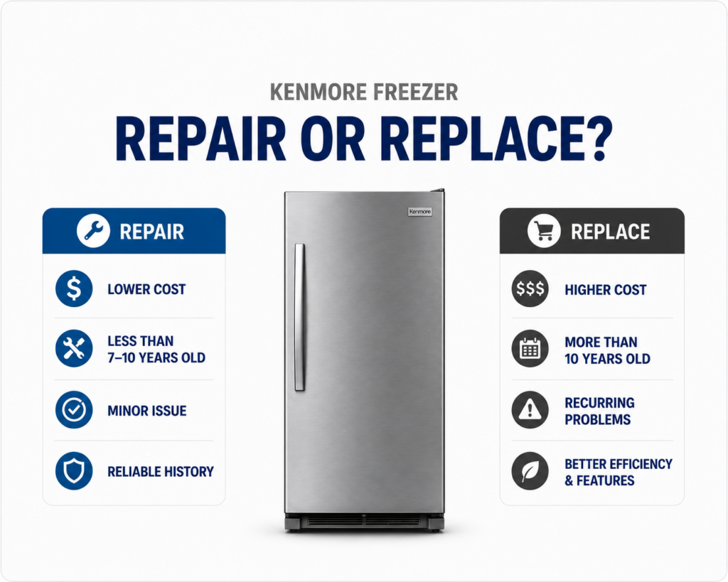 kenmore freezer repair or replace