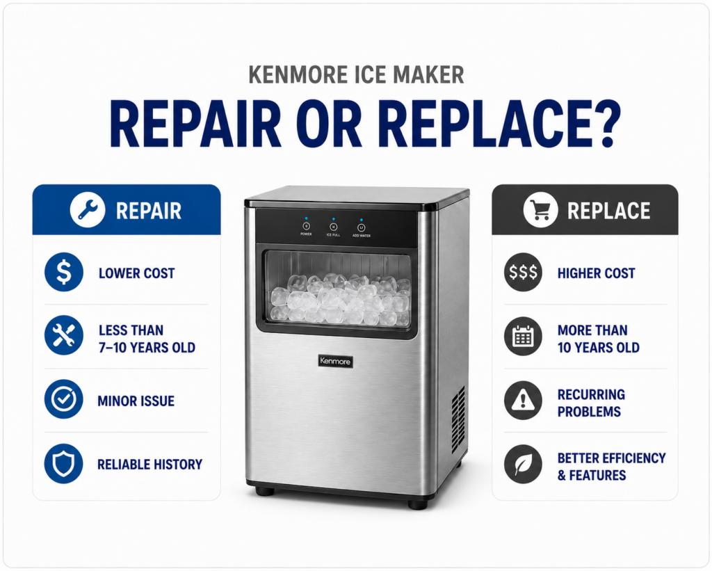 kenmore ice maker repair repair or replace
